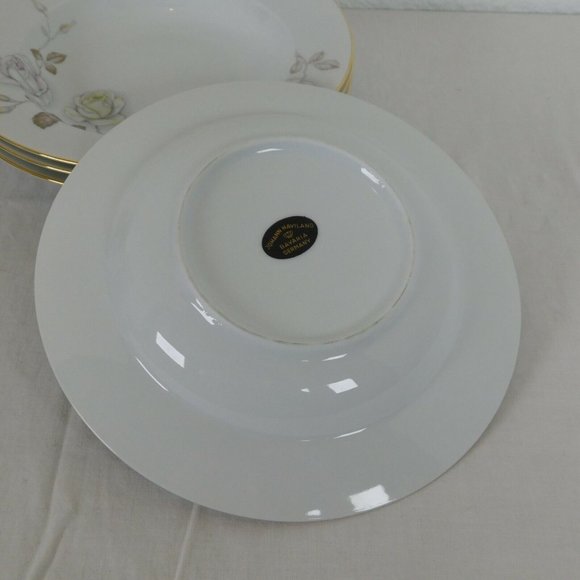 Johann Haviland Sweetheart Rose Rimmed Soup Bowls Bavaria Germany Set of 4 - Picture 6 of 11